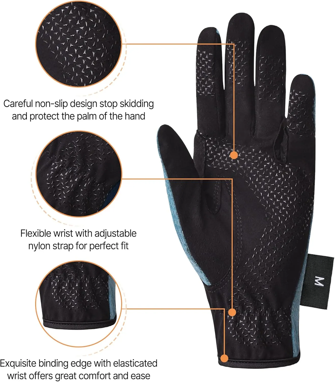 ChinFun Women's Horse Riding Gloves Stretchable Equestrian Gloves Breathable Horseback Lady Youth Girls Outdoor Cycling