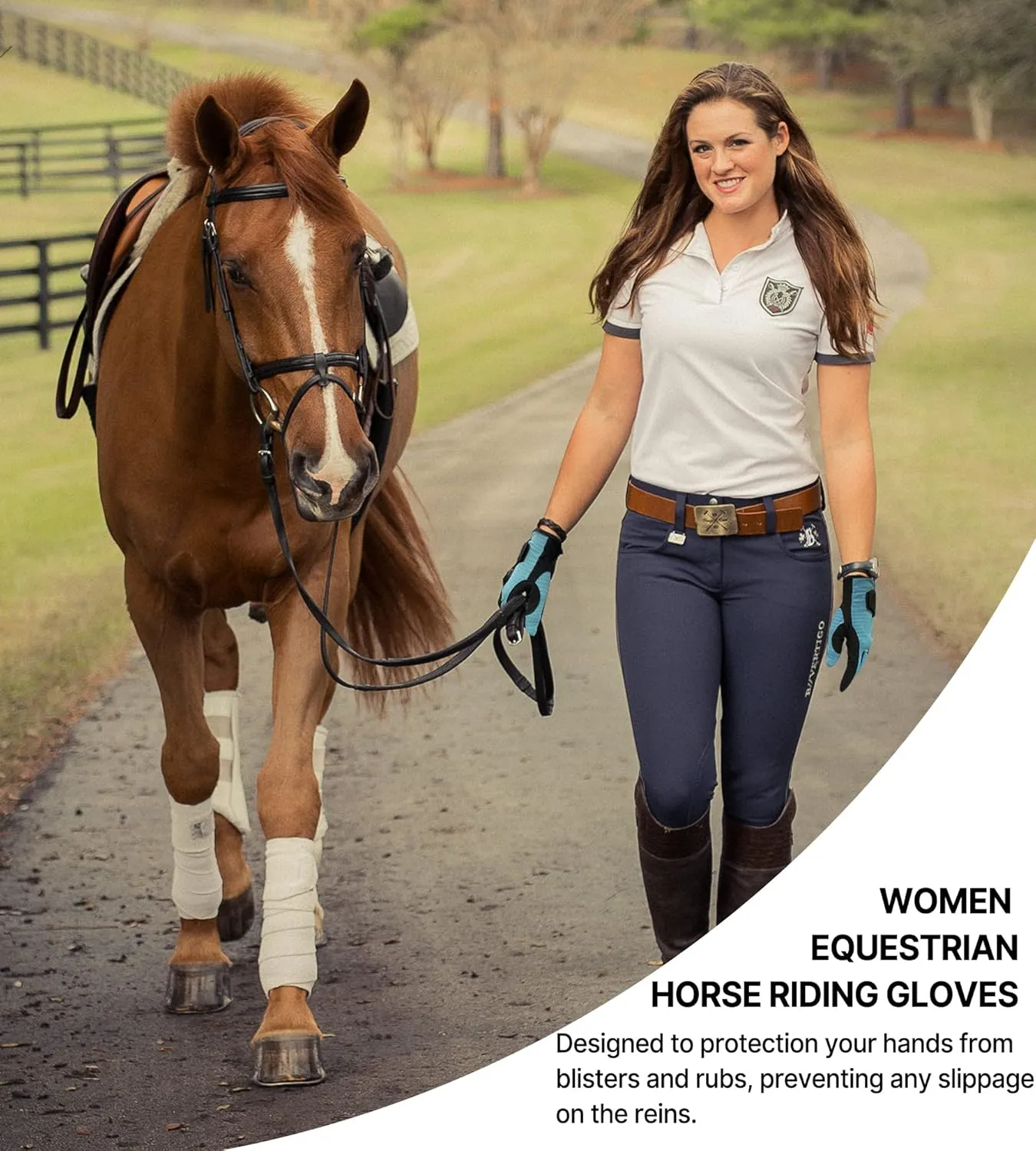 ChinFun Women's Horse Riding Gloves Stretchable Equestrian Gloves Breathable Horseback Lady Youth Girls Outdoor Cycling