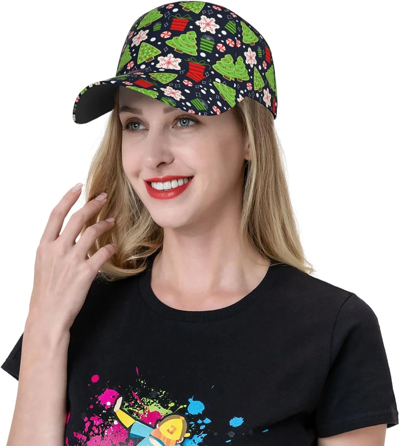 Christmas Cap Xmas Holiday Baseball Hats Fashion Sun Cap Packable Outdoor Running hat for Women and Men