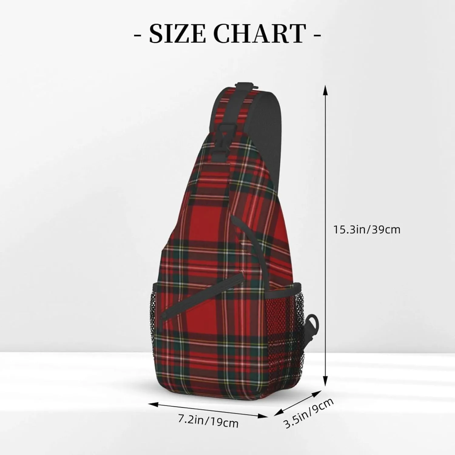 Christmas Plaid Crossbody Sling Backpack Travel Hiking Daypack For Men Women Shoulder Bag For Climbing Cycling
