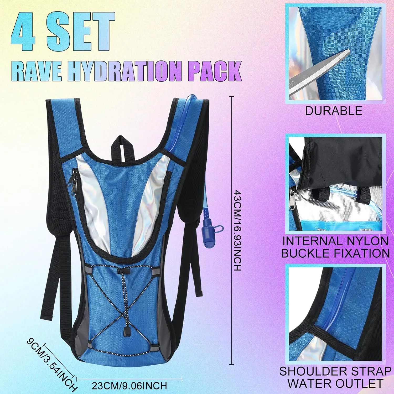 Chunful 4 Water Backpack Running Hydration Pack with 2L Hiking Water Bladder Pack for Musical Festival Essential Women Men Running Cycling Climbing Hiking, 4 Color