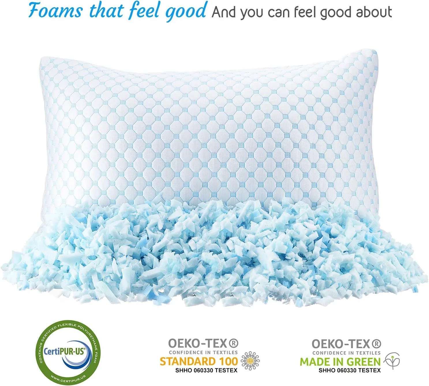 Clara Clark Cooling Pillows for Sleeping - Memory Foam Pillows - Luxury Gel Pillow with Reversible Cover Cool to Velvety - Breathable Bed Pillows for Side Sleepers - King - 18 x 36