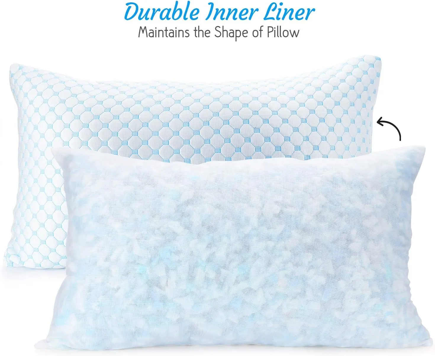 Clara Clark Cooling Pillows for Sleeping - Memory Foam Pillows - Luxury Gel Pillow with Reversible Cover Cool to Velvety - Breathable Bed Pillows for Side Sleepers - King - 18 x 36