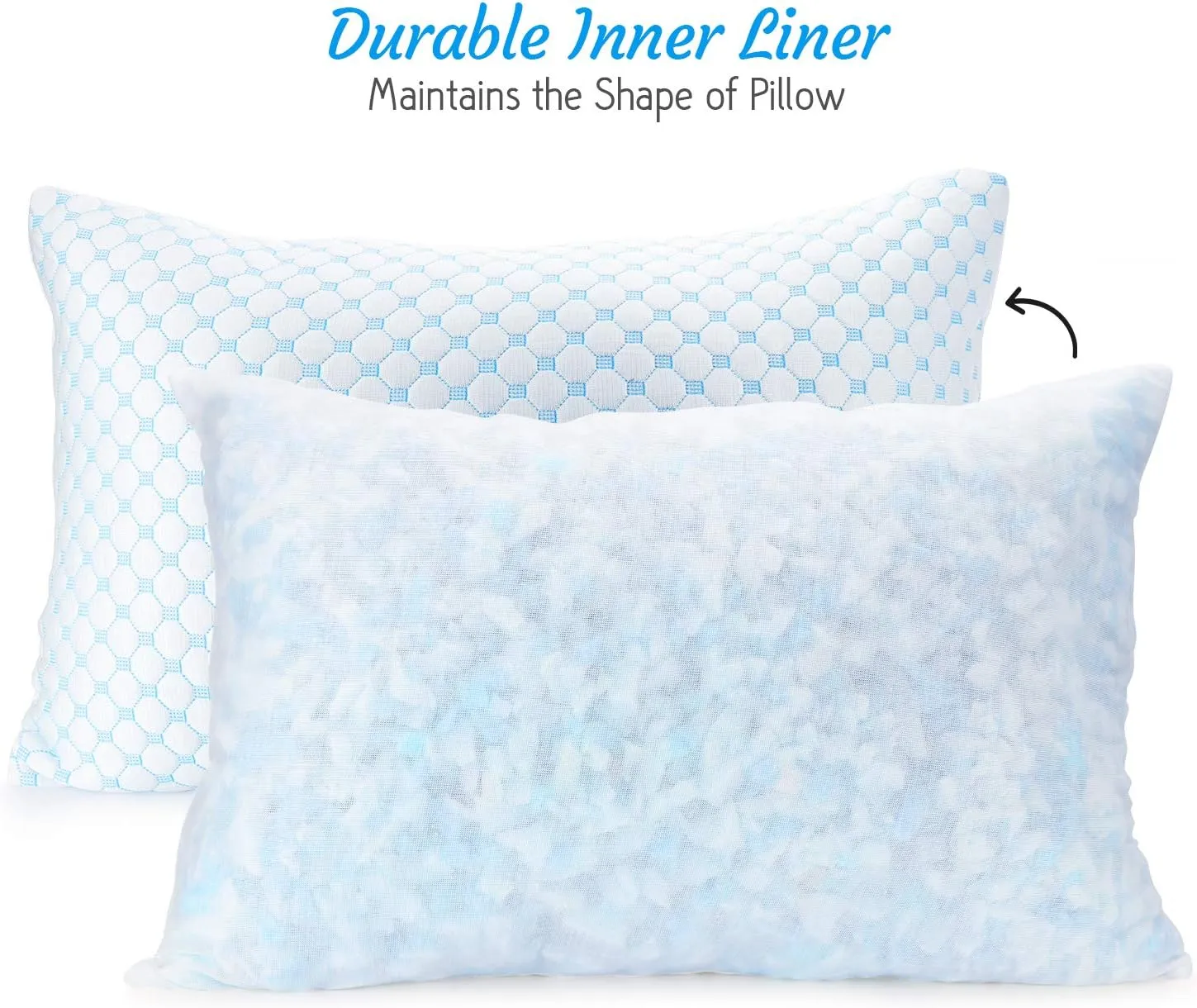 Clara Clark Cooling Pillows for Sleeping - Memory Foam Pillows - Luxury Gel Pillow with Reversible Cover Cool to Velvety - Breathable Bed Pillows for Side Sleepers - Queen - 18 x 26-2 Pack