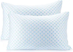 Clara Clark Cooling Pillows for Sleeping - Memory Foam Pillows - Luxury Gel Pillow with Reversible Cover Cool to Velvety - Breathable Bed Pillows for Side Sleepers - Queen - 18 x 26-2 Pack