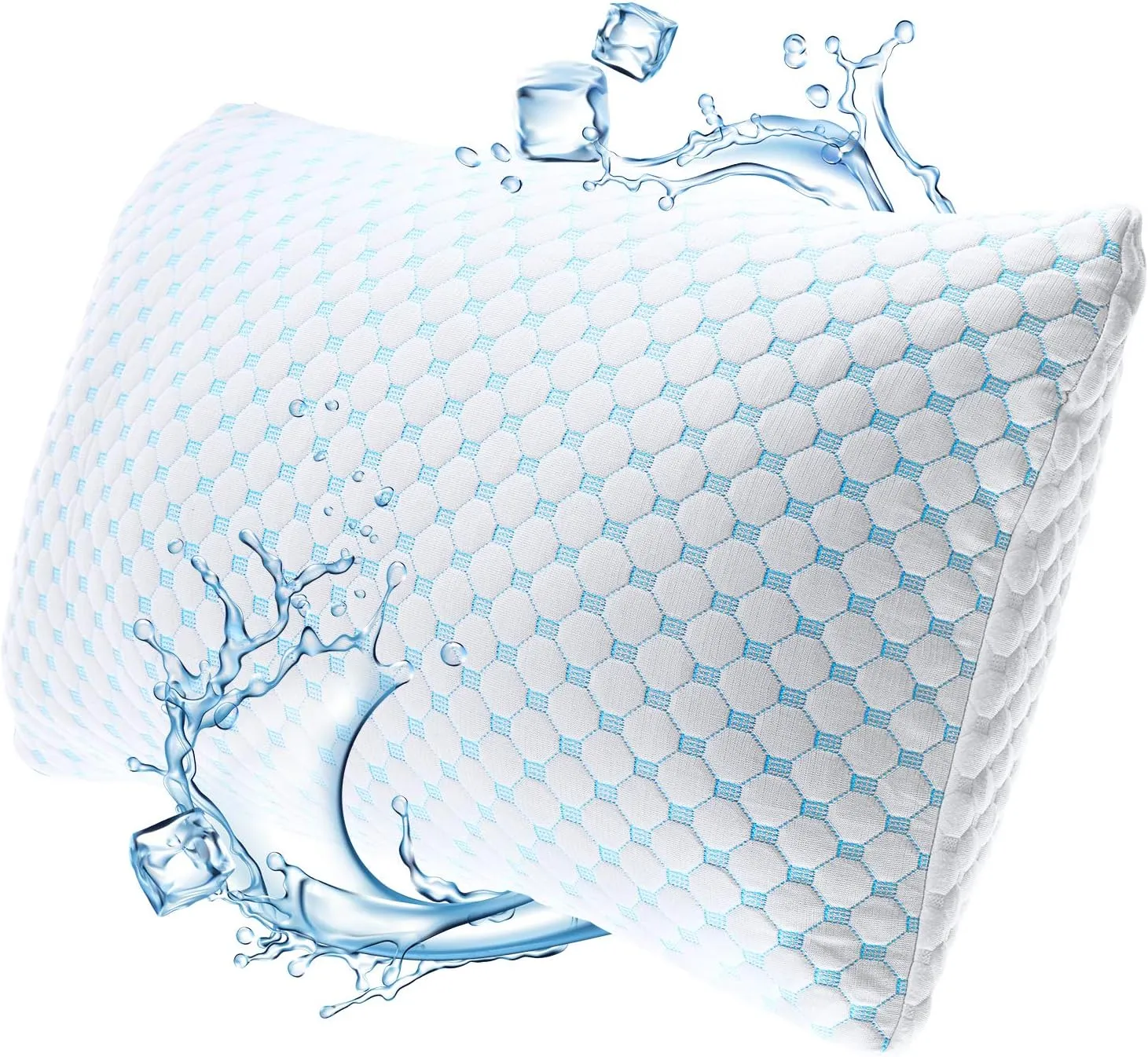 Clara Clark Cooling Pillows for Sleeping - Memory Foam Pillows - Luxury Gel Pillow with Reversible Cover Cool to Velvety - Breathable Bed Pillows for Side Sleepers - Queen - 18 x 26-2 Pack