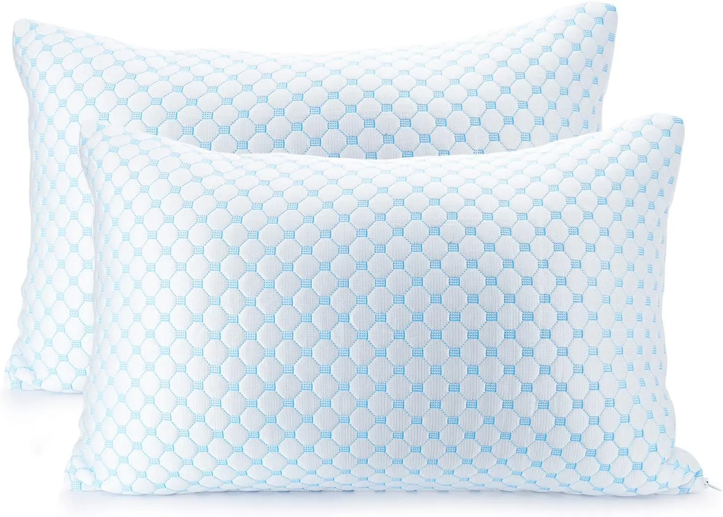Clara Clark Cooling Pillows for Sleeping - Memory Foam Pillows - Luxury Gel Pillow with Reversible Cover Cool to Velvety - Breathable Bed Pillows for Side Sleepers - Queen - 18 x 26-2 Pack