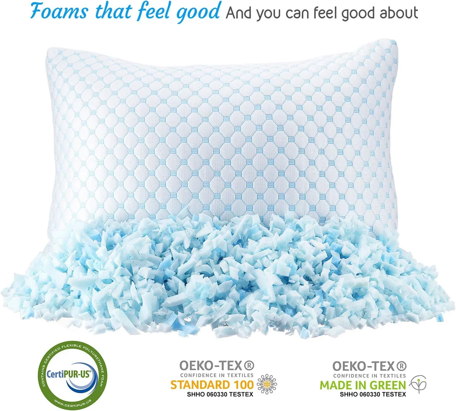Clara Clark Cooling Pillows for Sleeping - Memory Foam Pillows - Luxury Gel Pillow with Reversible Cover Cool to Velvety - Breathable Bed Pillows for Side Sleepers - Queen - 18 x 26-2 Pack