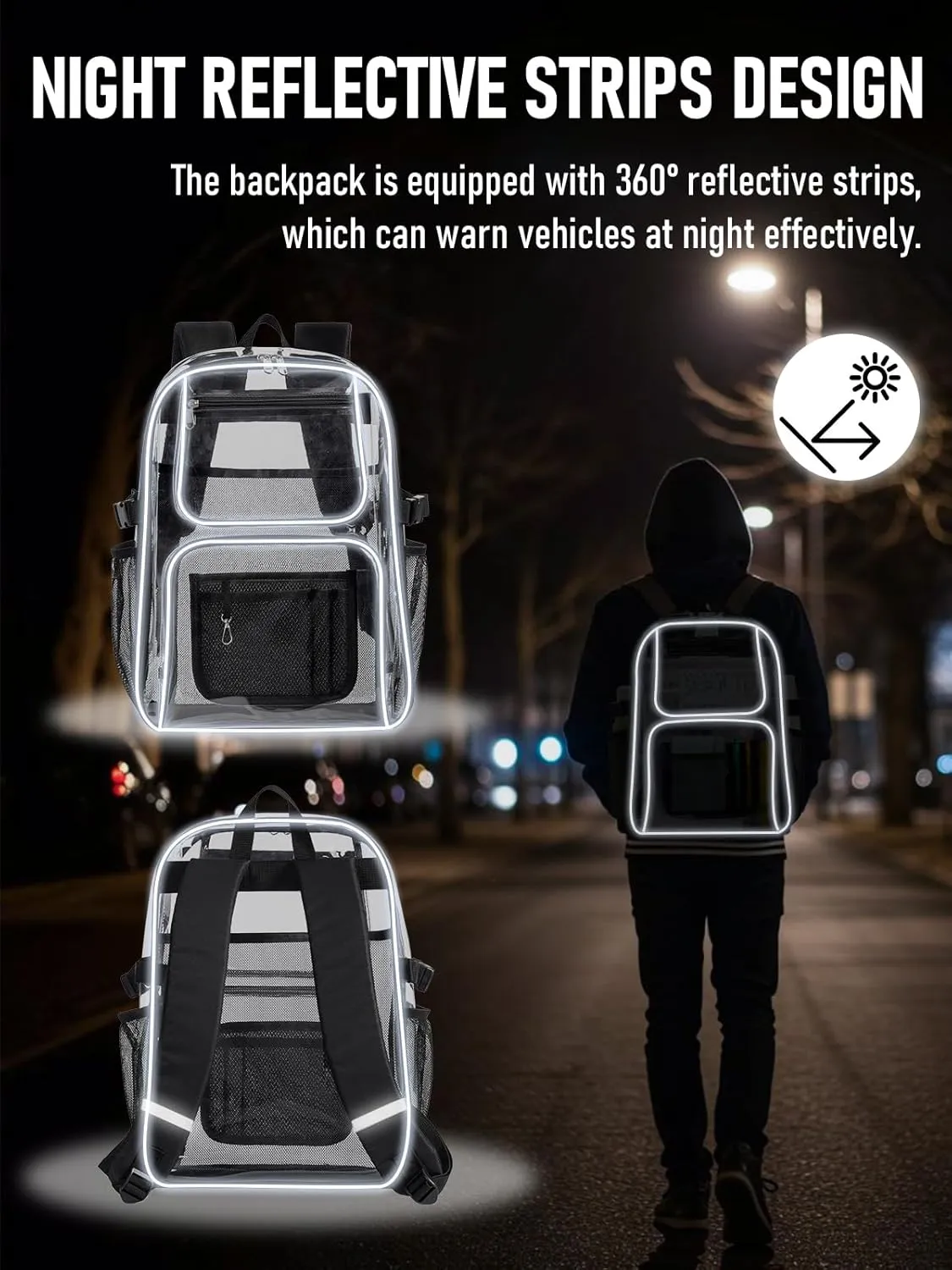 Clear Backpack Heavy Duty, Large TPU Clear Bookbag for Boys Girls Adult, Transparent Back Pack for College Work