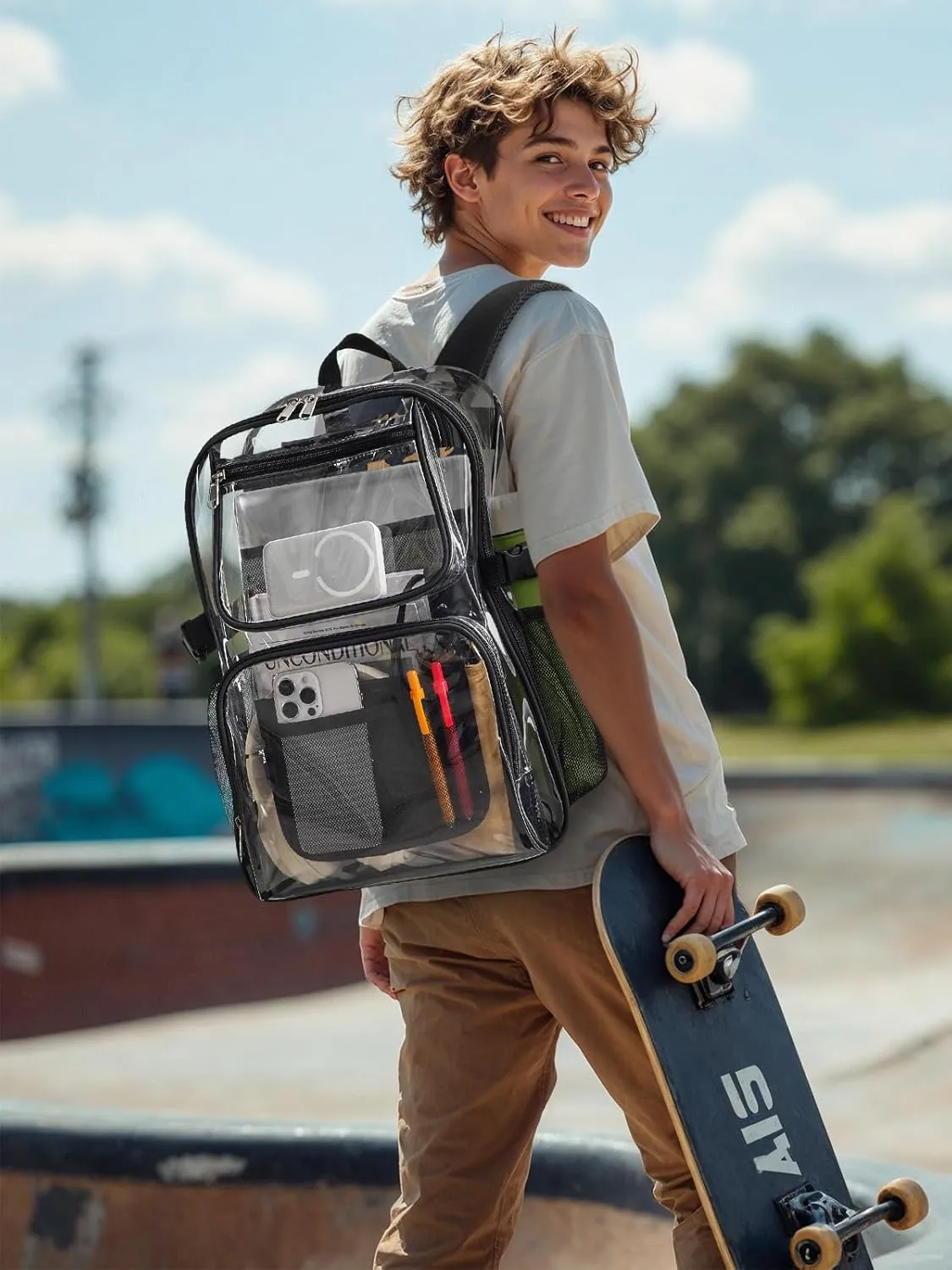 Clear Backpack Heavy Duty, Large TPU Clear Bookbag for Boys Girls Adult, Transparent Back Pack for College Work
