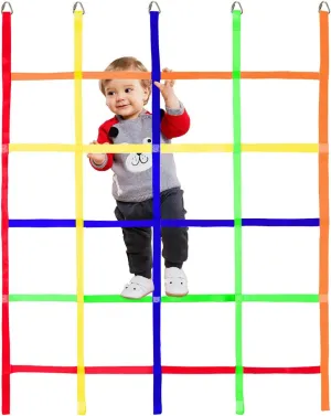 Climbing Cargo Net,Ninja Warrior Obstacle Course for Kids,Rope Net Ladder Monkey Bars for Rock Wall Jungle Gyms Playground Ribbon Training for Indoor and Outdoor Swing Set Tree House