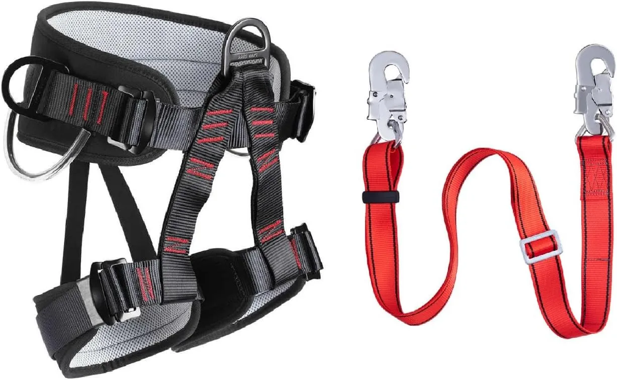 Climbing Safety Belt with Adjustable Lanyard, Thicken Half Body Safety Climbing Belt, Safety Belt Kit Personal Portable Protective Equipment
