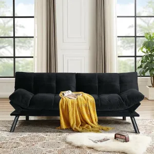 Comfortable Futon Sofa Bed, Memory Foam Loveseat, Convertible Adjustable Sofa Bed CouchSuitable for Office, Home, and Bedroom (Black)