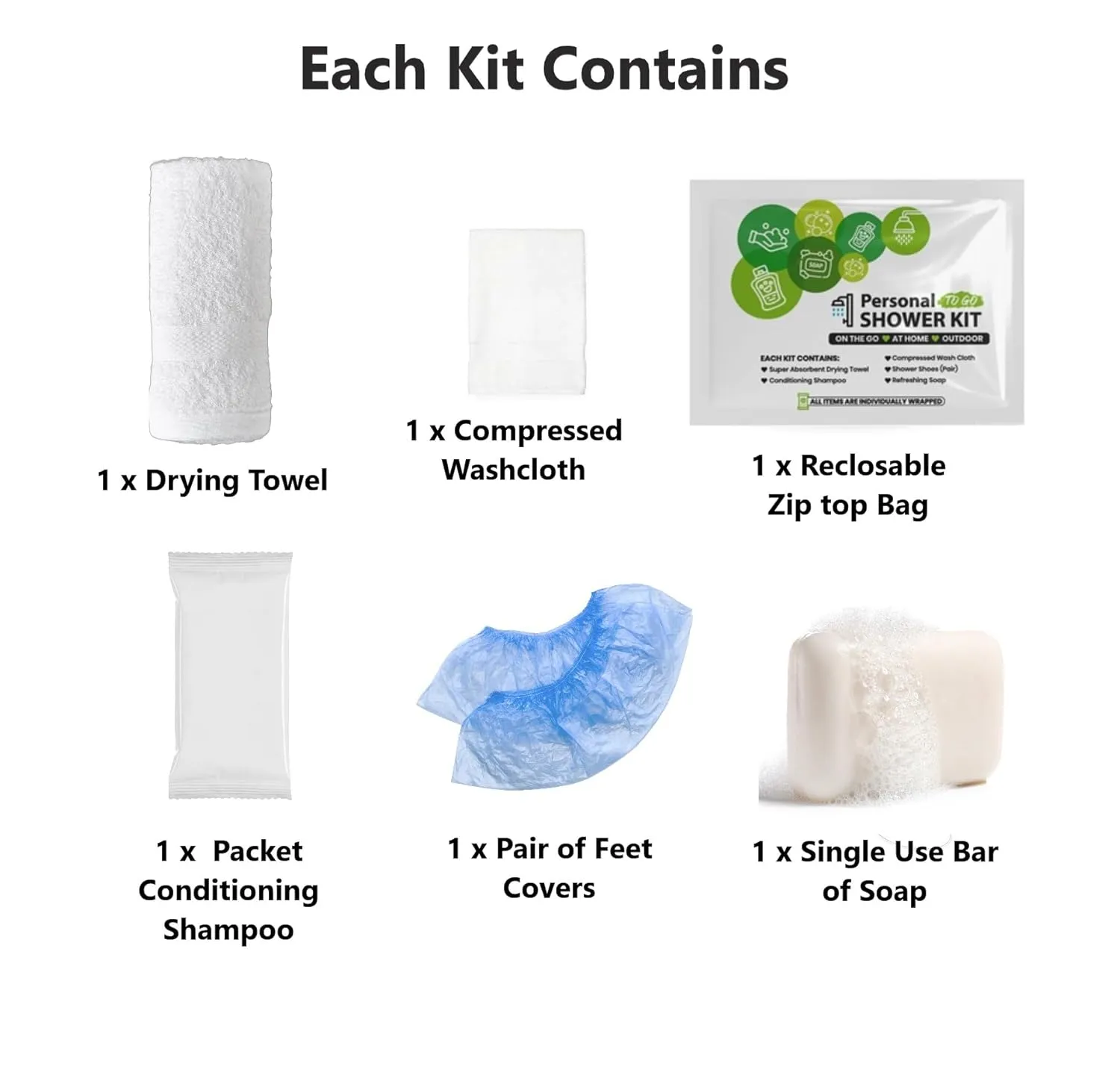 Compact Personal Shower Kit To-Go (Green) – Your Hygiene Companion for Travel, Gym, Camping | Shower on the Go | Shampoo, Soap, Towel. All in One (50)