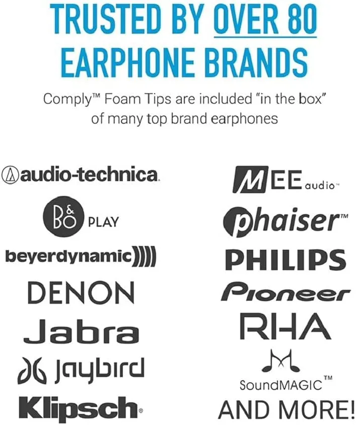 Comply 200 Core Series | Memory Foam Replacement IEM Ear Tips for Sennheiser, Bang Olufsen, Sony & More | Superior Noise Isolation, Ultimate Comfort, Secure Fit | TechDefender, Black, Medium (3 Pairs)