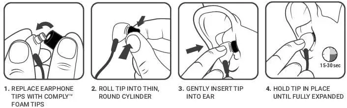 Comply 200 Core Series | Memory Foam Replacement IEM Ear Tips for Sennheiser, Bang Olufsen, Sony & More | Superior Noise Isolation, Ultimate Comfort, Secure Fit | TechDefender, Black, Medium (3 Pairs)