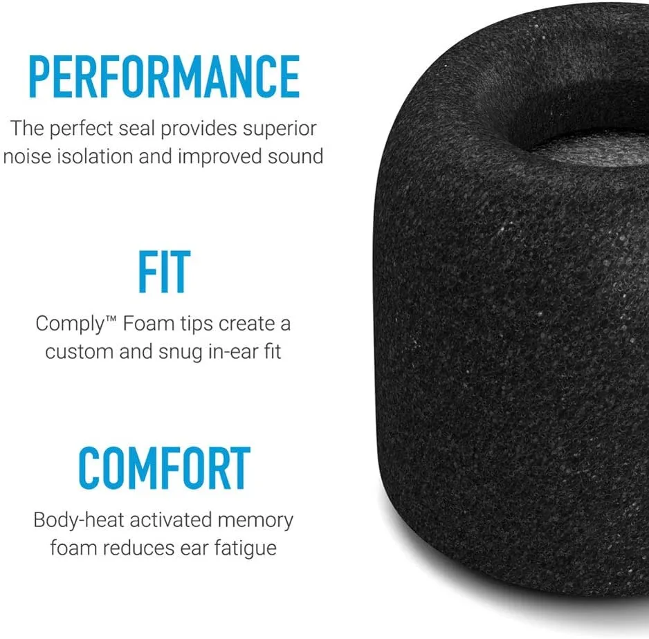 Comply 500 Core Series | Memory Foam Replacement IEM Ear Tips for KZ, Moondrop, FiiO Sennheiser & More | Superior Noise Isolation, Ultimate Comfort, Secure Fit | TechDefender, Black, Small (3 Pairs)