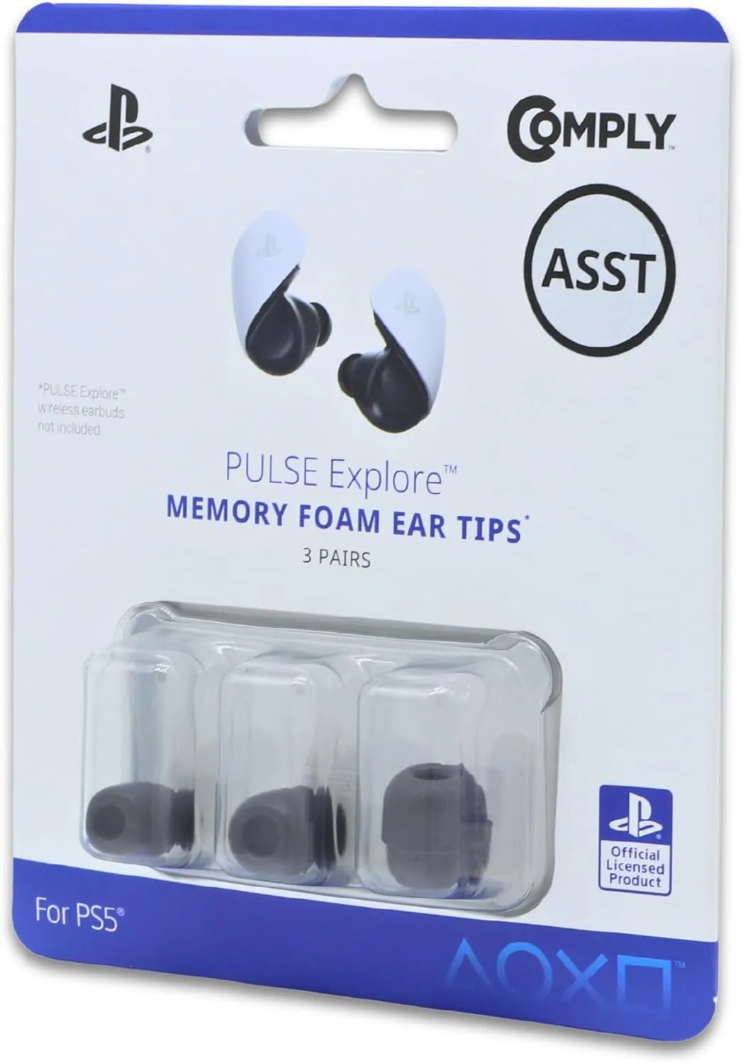 Comply Memory Foam Replacement Earbud Tips for Pulse Explore Wireless Earbuds | Superior Noise Isolation, Ultimate Comfort, Secure Fit for Gaming | Black (S/M/L) (3 Pairs)