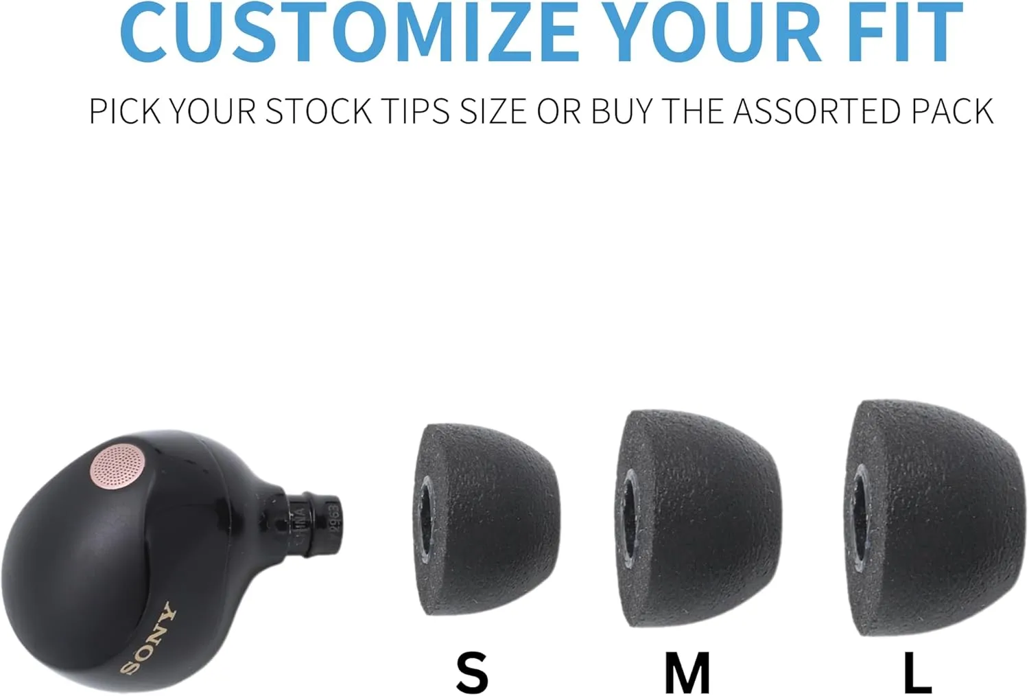 Comply Memory Foam Replacement Earbud Tips for Sony True Wireless Earbuds | Ultimate Comfort, Secure Fit, Superior Noise Isolation | Anti Slip, Prevent from Falling Out | Black, Medium (3 Pairs)