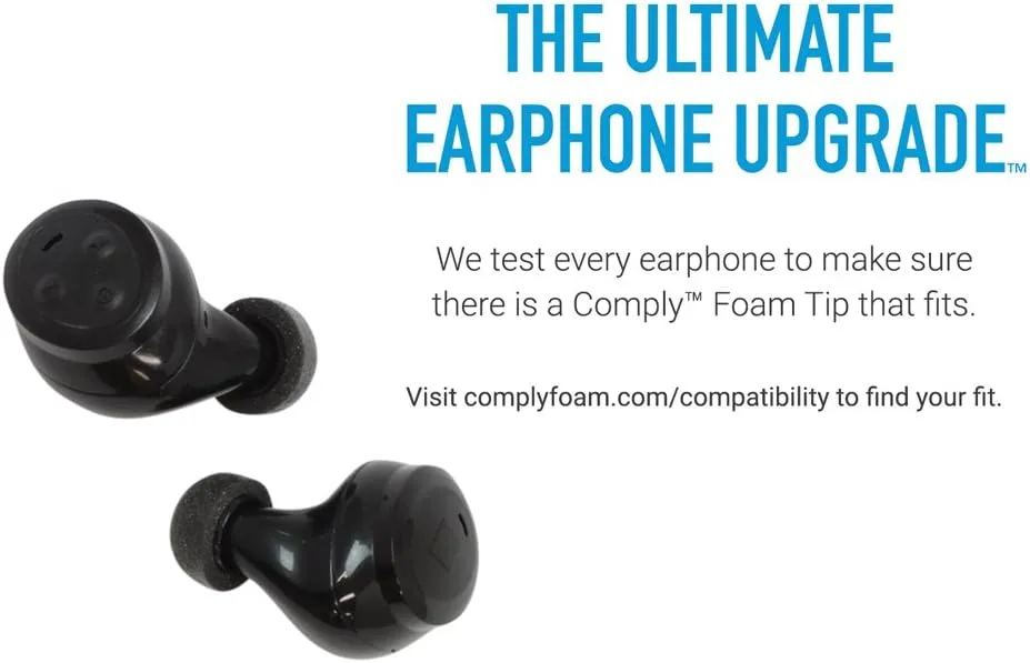 Comply TW-200-C | Memory Foam Replacement Earbud Tips for Anker Soundcore, Sennheiser, JBL, SoundPEATS & More | Ultimate Comfort, Secure Fit, Superior Noise Isolation | Black (S/M/L) (3 Pairs)