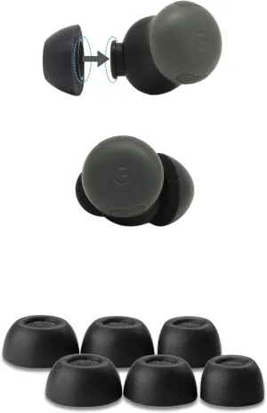 Comply TW-700-B | Memory Foam Replacement Earbud Tips for Google Pixel Buds Pro 2, Soundcore Liberty 4 NC & More | Ultimate Comfort, Secure Fit, Superior Noise Isolation | Black, Large (3 Pairs)