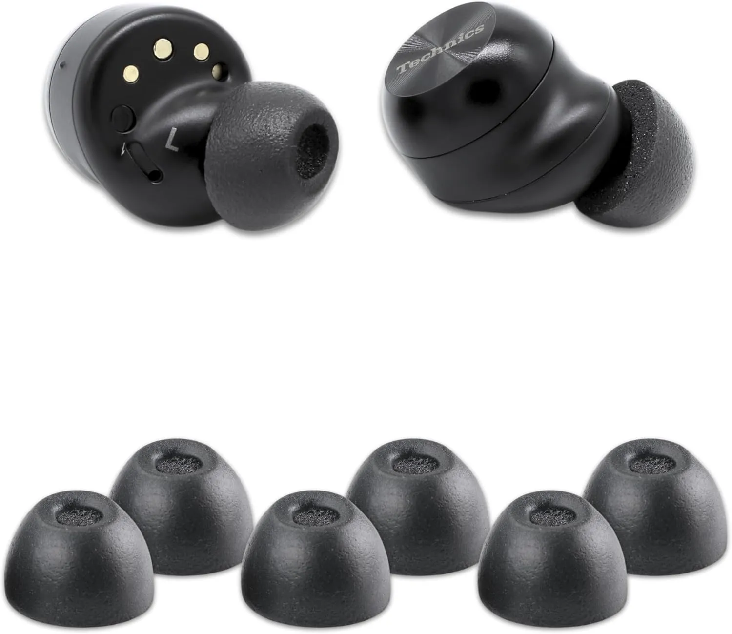 Comply TWo-220-C | Memory Foam Replacement Earbud Tips for Technics EAH-AZ100, Denon PerL Pro, Soundcore, CMF & More | Ultimate Comfort, Secure Fit, Superior Noise Isolation | Black, Large (3 Pairs)