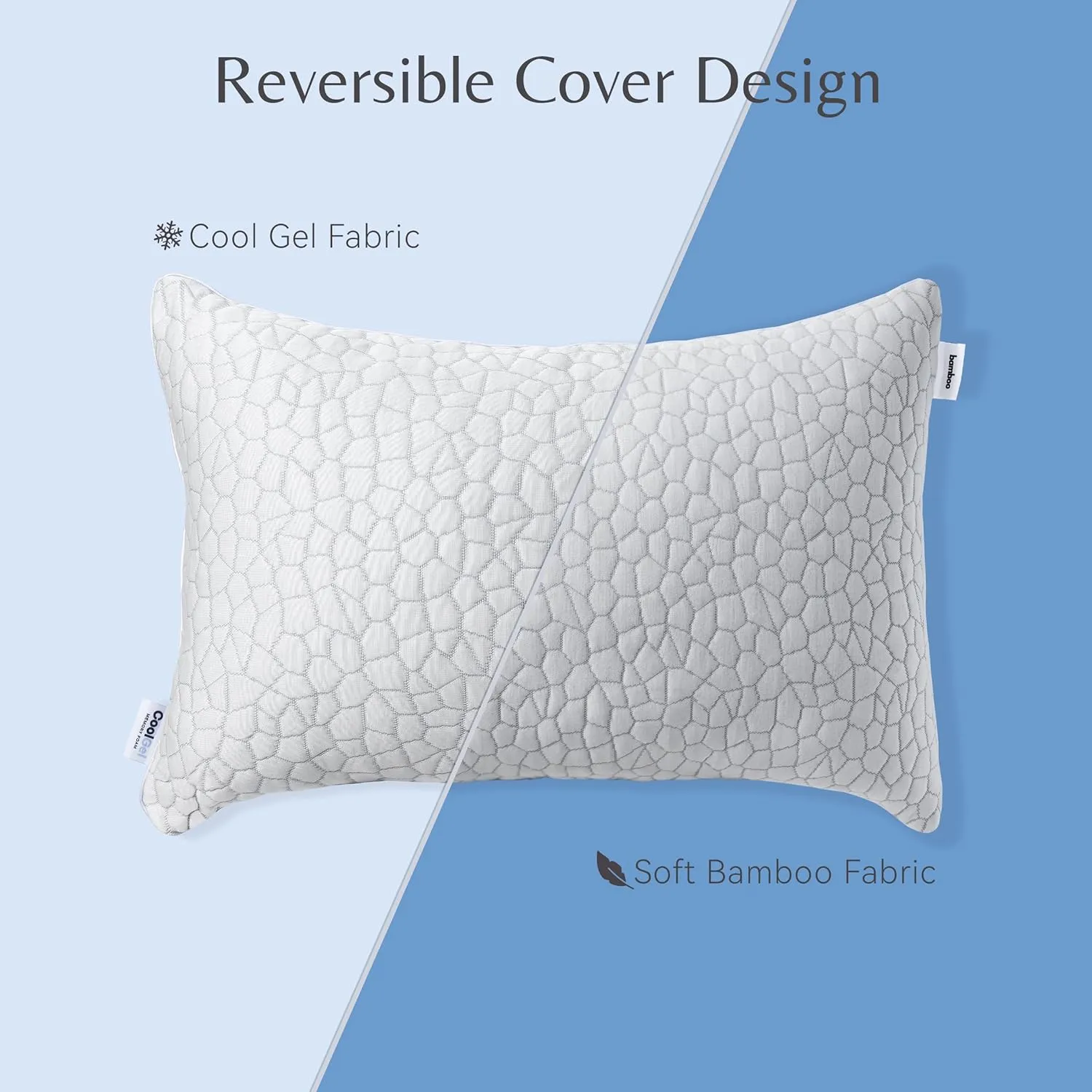 COOL GEL Reversible Shredded Memory Foam Pillow, Supportive and Comfortable, Queen 1-Pack