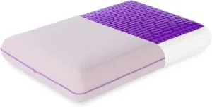Cooling Memory Foam Pillow with Two-Sided Reversible Cover, Neck Support for Back, Stomach, and Side Sleepers, Washable Removable Cover, All-Season Comfort, Purple