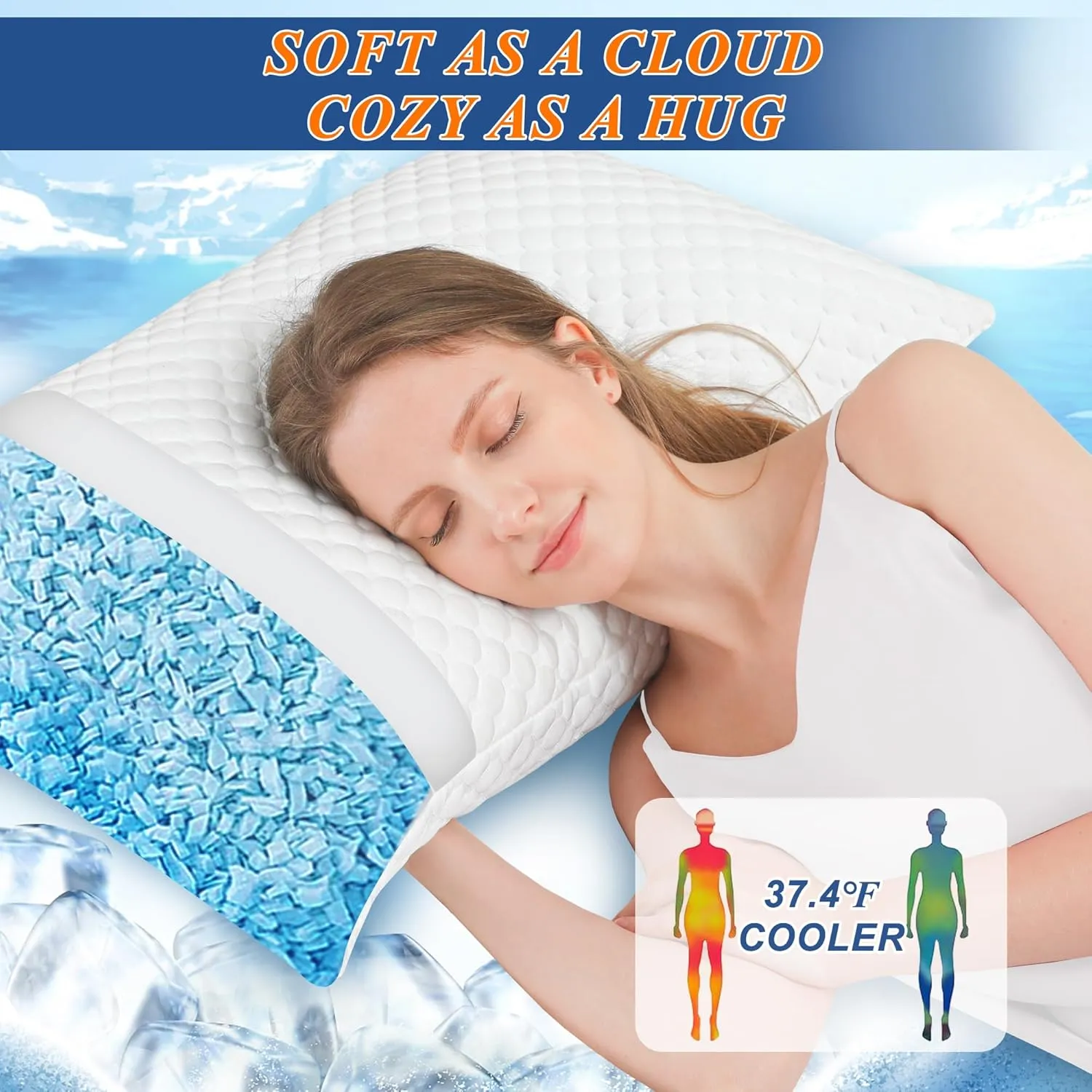 Cooling Memory Foam Pillows Firm and Soft, Queen Size Set of 2, Original Adjustable Pillows for Side, Back or Stomach Sleepers