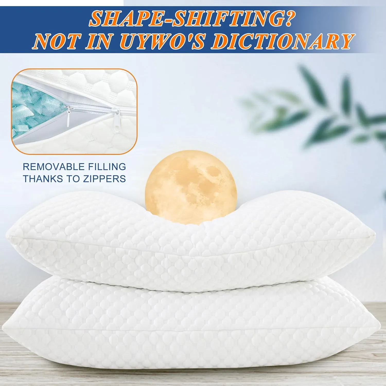 Cooling Memory Foam Pillows Firm and Soft, Queen Size Set of 2, Original Adjustable Pillows for Side, Back or Stomach Sleepers