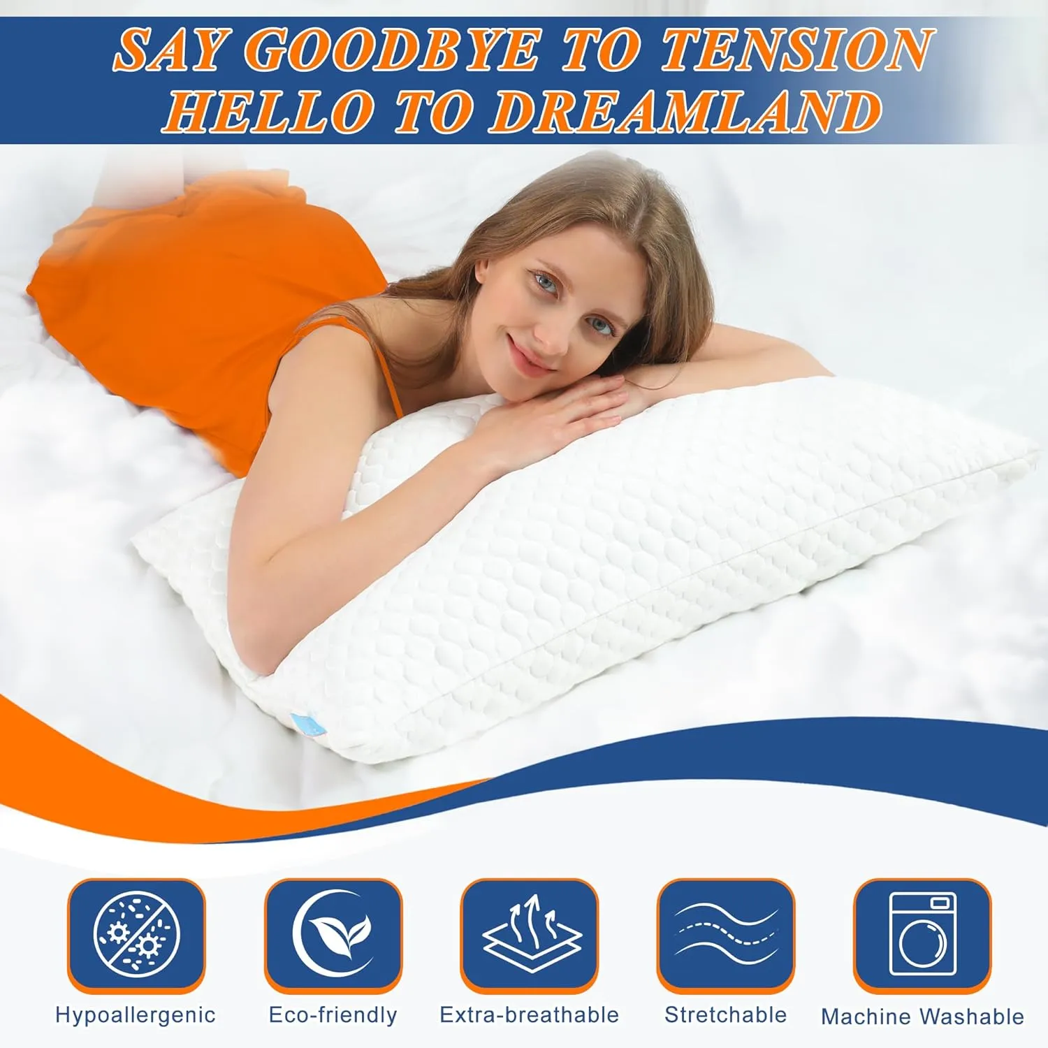 Cooling Memory Foam Pillows Firm and Soft, Queen Size Set of 2, Original Adjustable Pillows for Side, Back or Stomach Sleepers