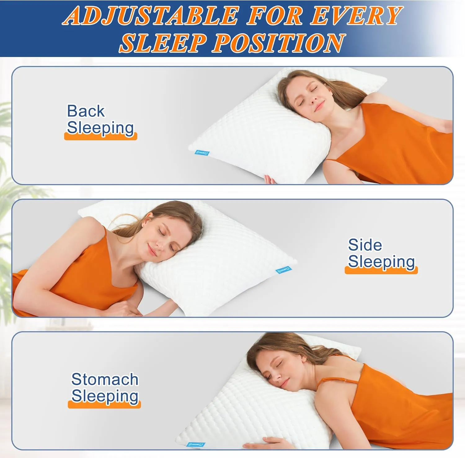 Cooling Memory Foam Pillows Firm and Soft, Queen Size Set of 2, Original Adjustable Pillows for Side, Back or Stomach Sleepers