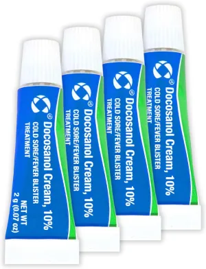 Cosette Cold Sore/Fever Blister Treatment for Face or Lips with Docosanol Cream, 10% - Treatment Cream for Cold Sore/Fever Blister - 0.07 oz Tube (4)
