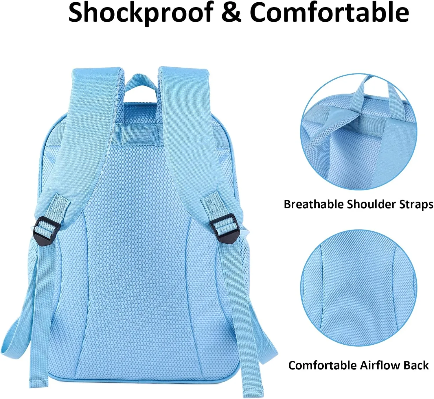COVAX Large Mesh Bookbag, Semi-transparent College Backpack, See Through Mesh Backpack with Bungee and Comfort Padded Straps for Travel, Swimming, Beach, Outdoor Sports (Blue)