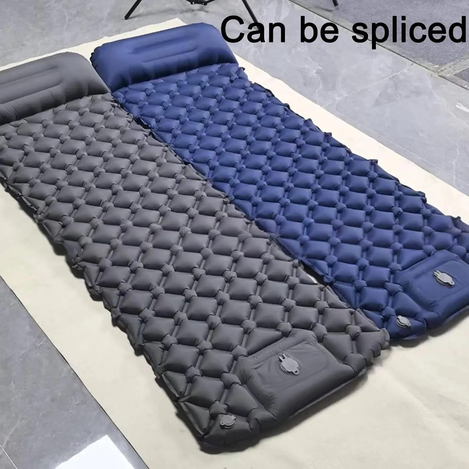 Coziya Matelas, 5cm Ultralight Inflatable Camping Mattress, Inflatable Sleeping Pad with Built-in Pillow, Anti-Slip Design for Backpacking, Hiking, Travel (Dark Blue,Single)