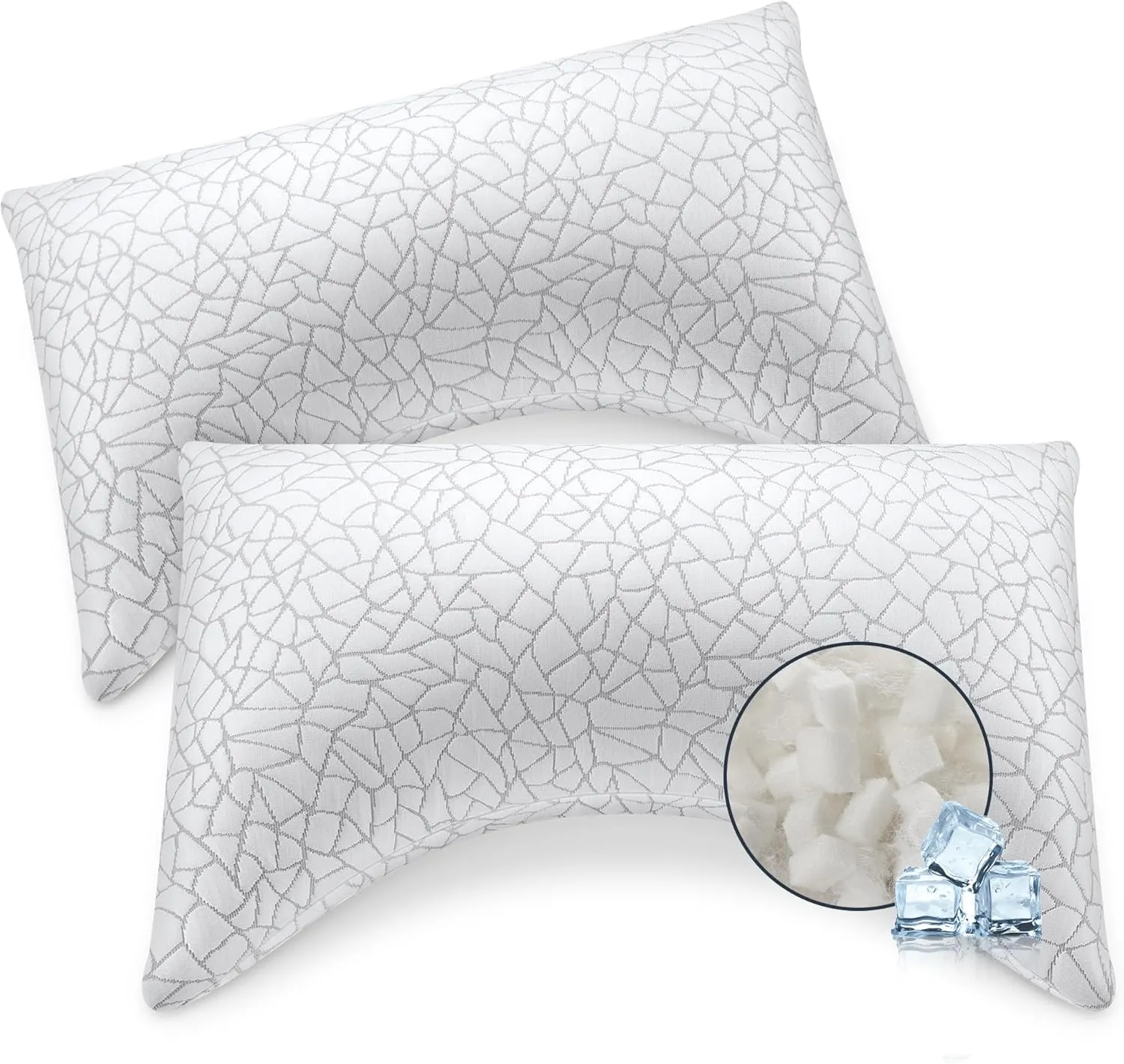 COZSINOOR Side Sleeper Pillows Queen Size Set of 2 for Sleeping - Crescent Adjustable Shredded Memory Foam Pillows 2 Pack, Cooling Bed Pillow for Back and Stomach Sleepers, Breathable Washable Cover