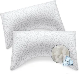 COZSINOOR Side Sleeper Pillows Queen Size Set of 2 for Sleeping - Crescent Adjustable Shredded Memory Foam Pillows 2 Pack, Cooling Bed Pillow for Back and Stomach Sleepers, Breathable Washable Cover