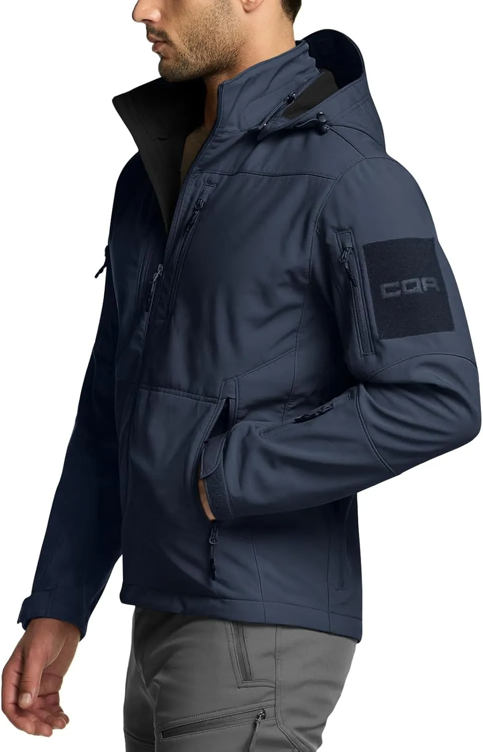 CQR Men's Fleece Lined Tactical Softshell Jackets, Lightweight Water Resistant Hunting Hiking Jacket, Winter Outdoor Jacket