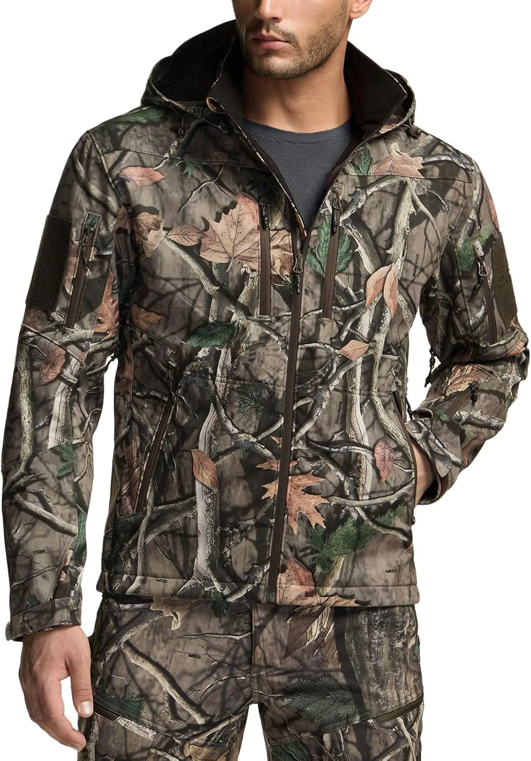 CQR Men's Fleece Lined Tactical Softshell Jackets, Lightweight Water Resistant Hunting Hiking Jacket, Winter Outdoor Jacket