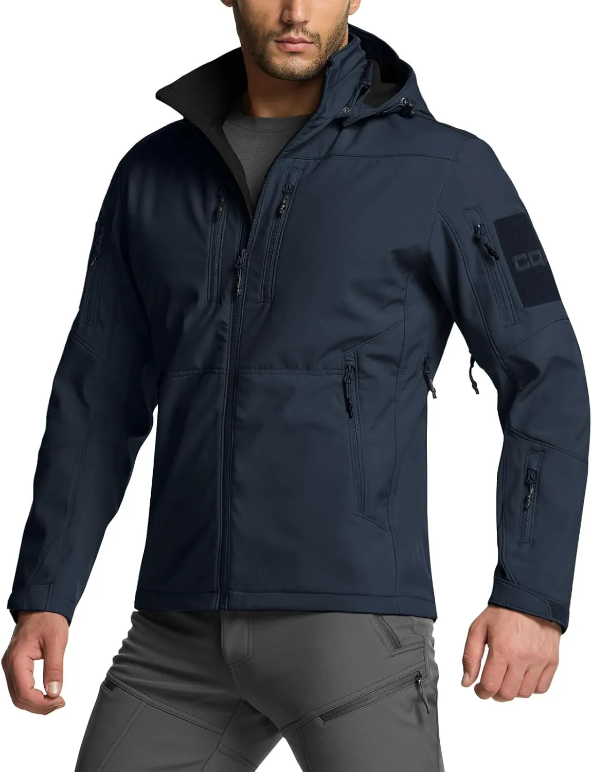 CQR Men's Fleece Lined Tactical Softshell Jackets, Lightweight Water Resistant Hunting Hiking Jacket, Winter Outdoor Jacket