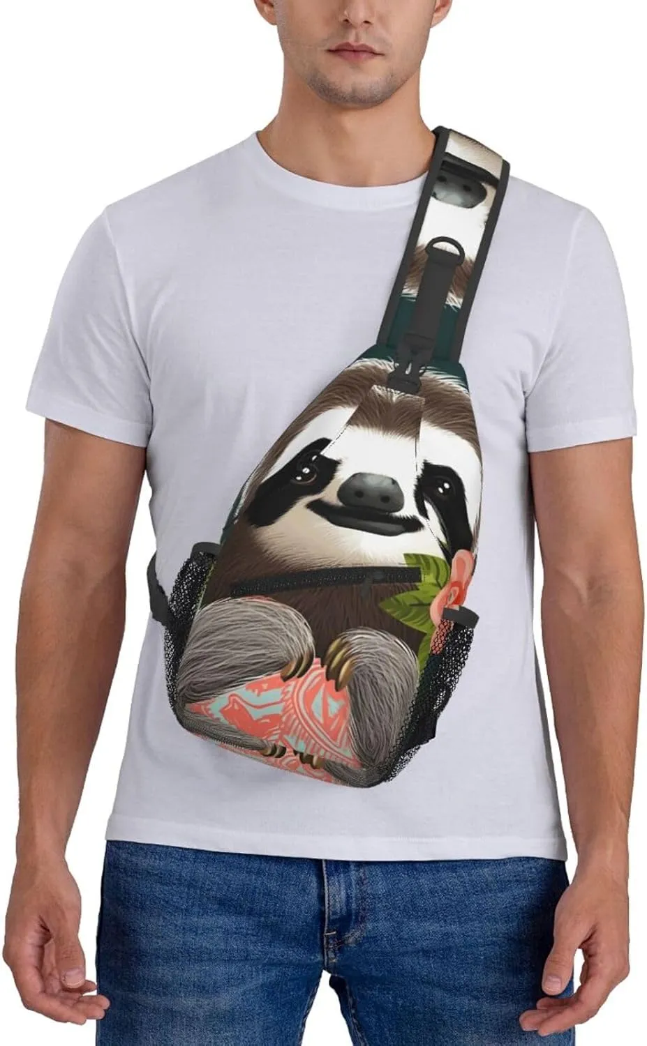 Cross Chest Bag Diagonally Sling Backpack Crossbody Shoulder Bag Cute Sloth Sling Bag Travel Hiking Daypack