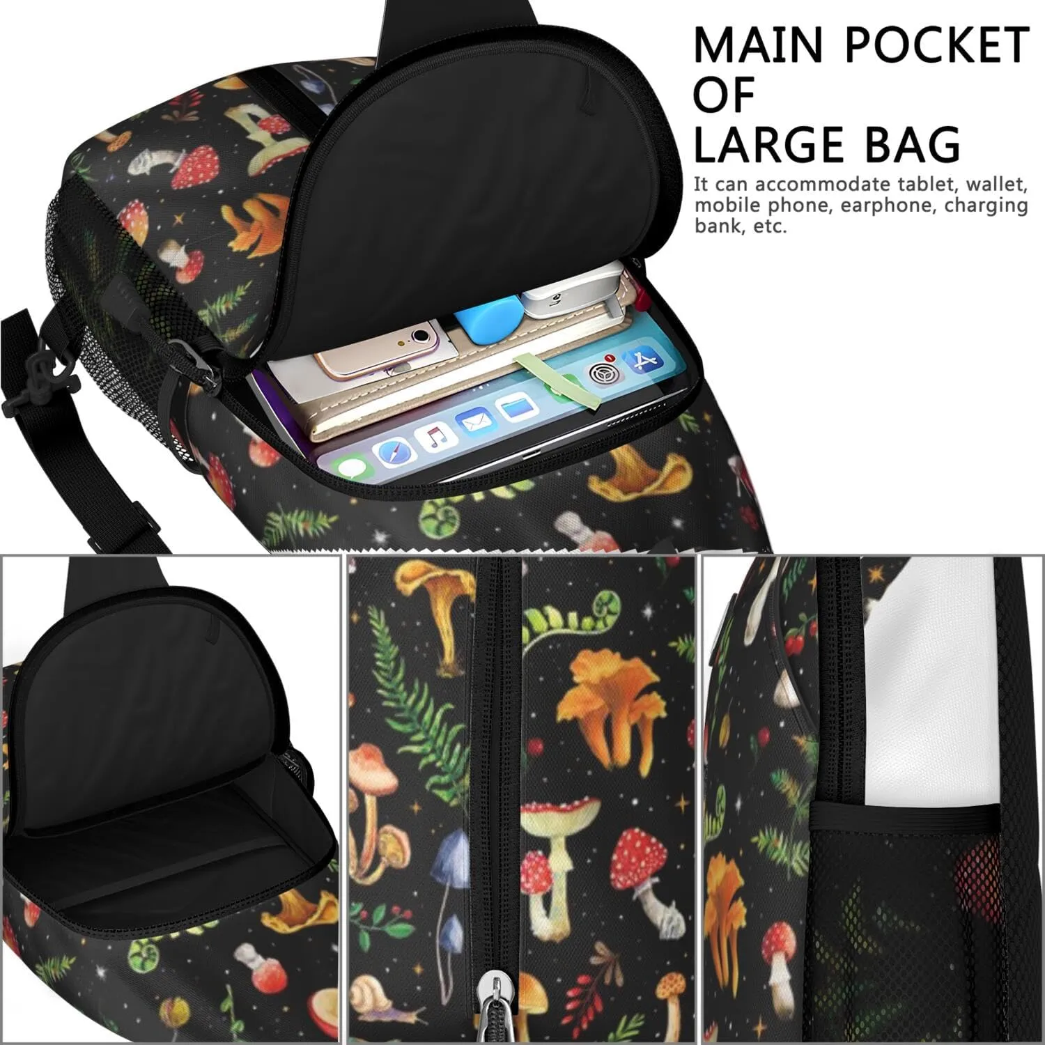 Crossbody Sling Backpack Mini Water Resistant Sling Bag - Adjustable Chest Strap Backpack for Outdoor Hiking Cycling