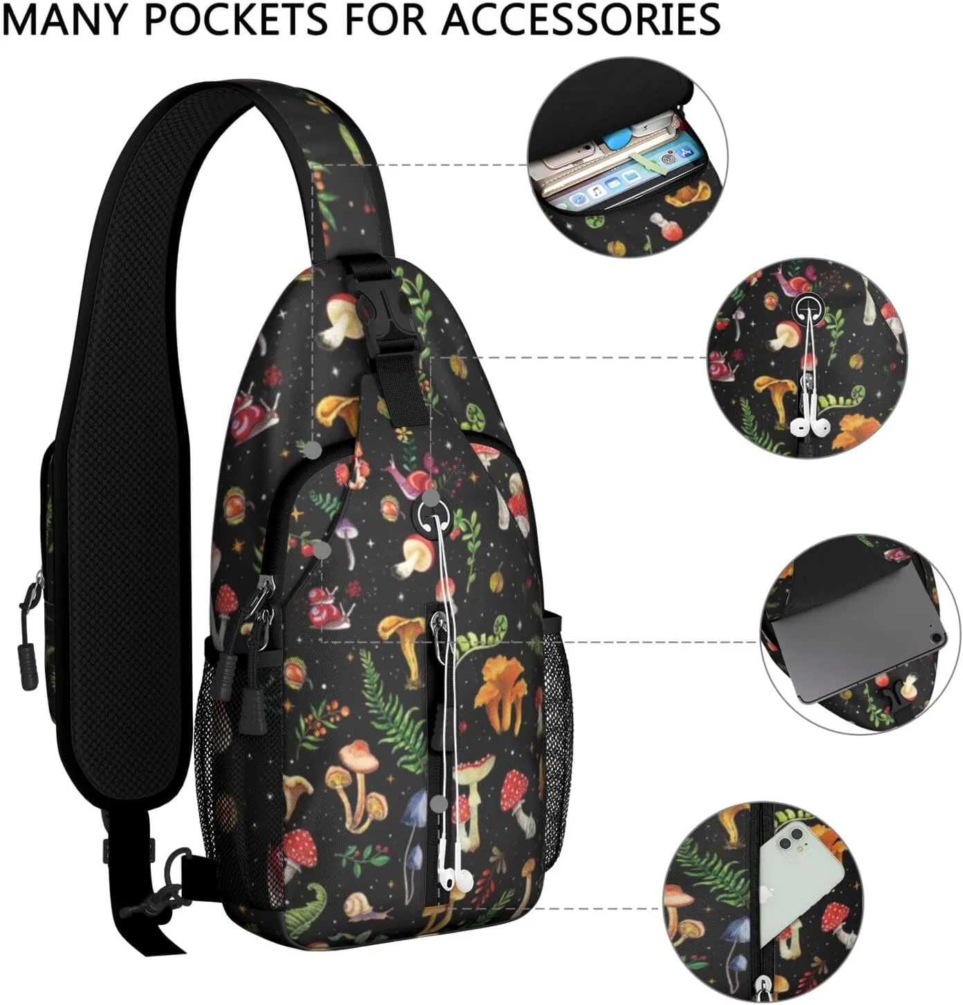 Crossbody Sling Backpack Mini Water Resistant Sling Bag - Adjustable Chest Strap Backpack for Outdoor Hiking Cycling