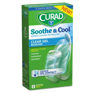 Curad® Soothe And Cool Clear Gel Bandages, Assorted, Clear, 8/box