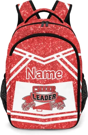 Custom Laptop Backpack Cheer Cheerleaders Red Shoulders Daypacks Casual Bookbag for Travel Work School