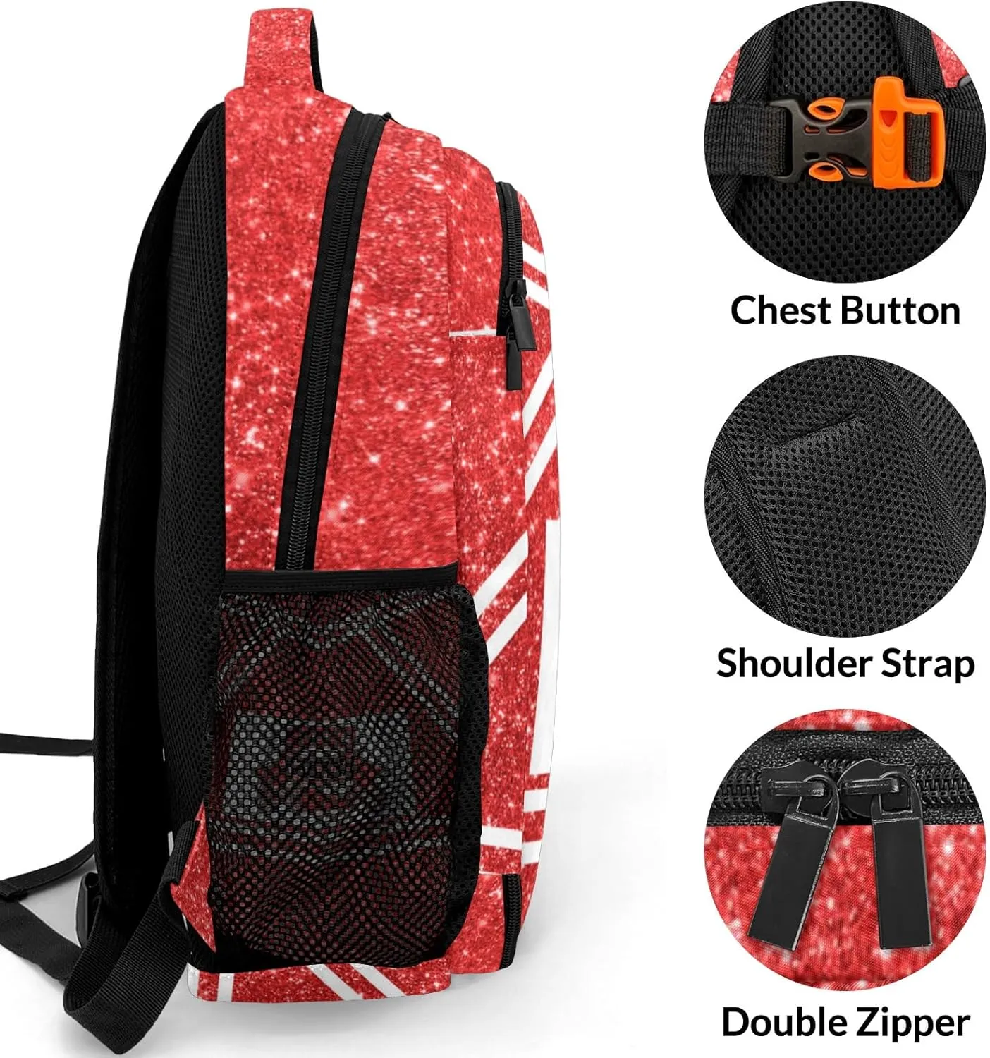 Custom Laptop Backpack Cheer Cheerleaders Red Shoulders Daypacks Casual Bookbag for Travel Work School