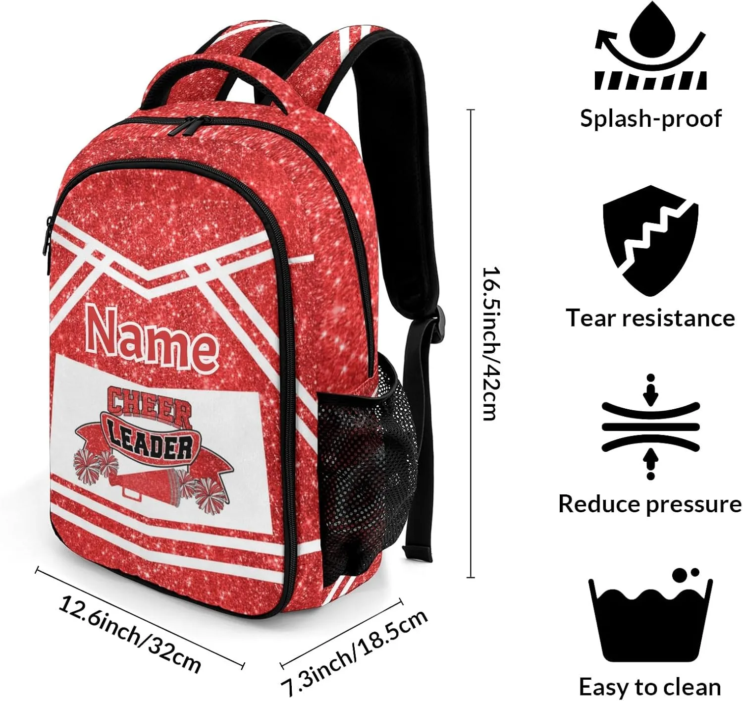 Custom Laptop Backpack Cheer Cheerleaders Red Shoulders Daypacks Casual Bookbag for Travel Work School