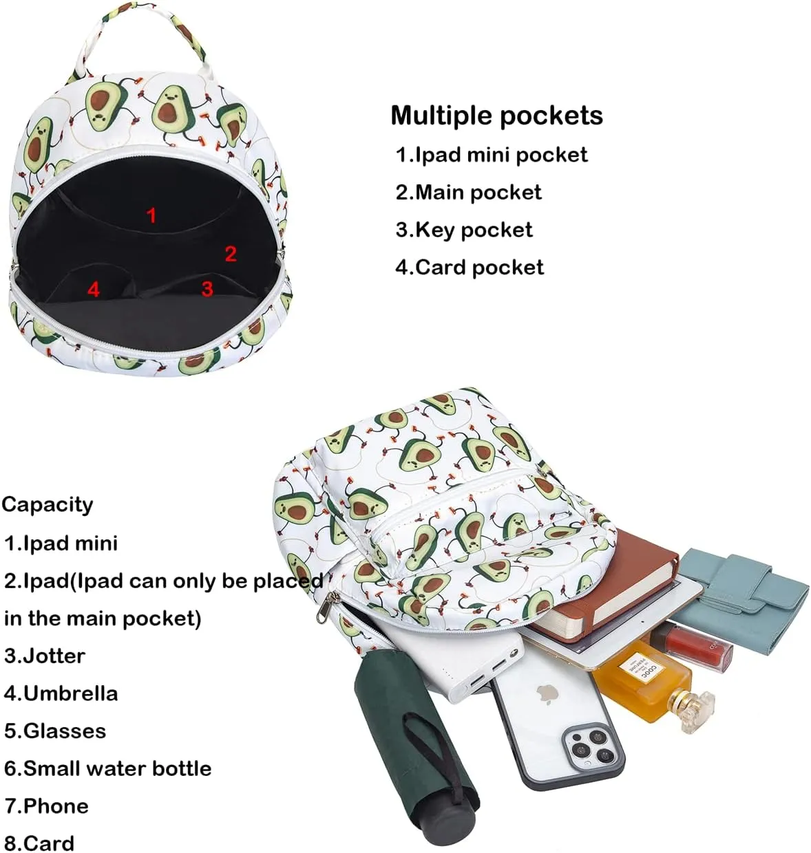 Cute 10 inch mini pack bag backpack for grils children and adult (Avocado)