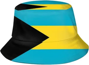 Cute Bahamas Flag Bucket Hats Fashion Sun Cap Packable Outdoor Bahamian Fisherman Hat for Women and Men