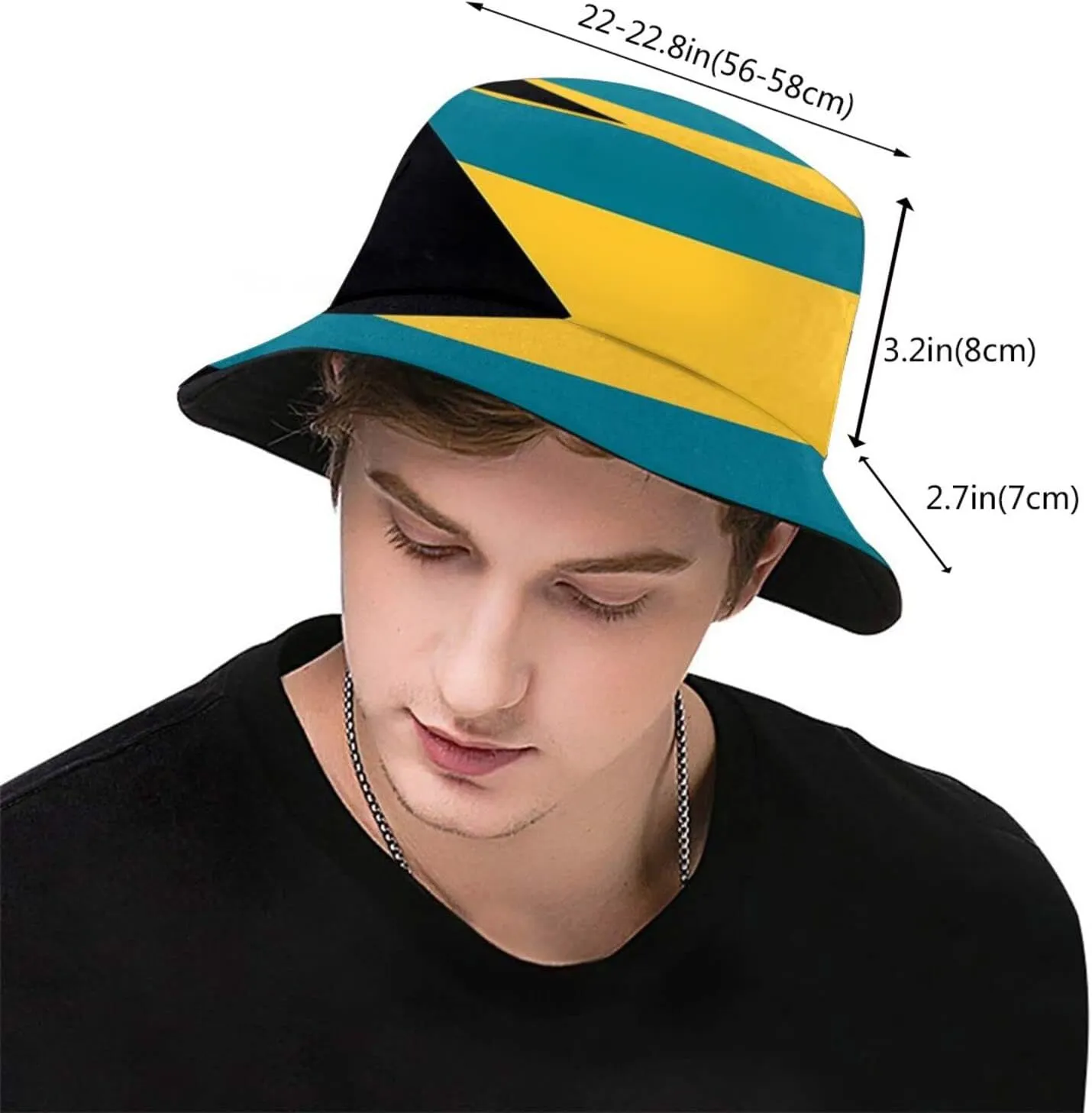 Cute Bahamas Flag Bucket Hats Fashion Sun Cap Packable Outdoor Bahamian Fisherman Hat for Women and Men